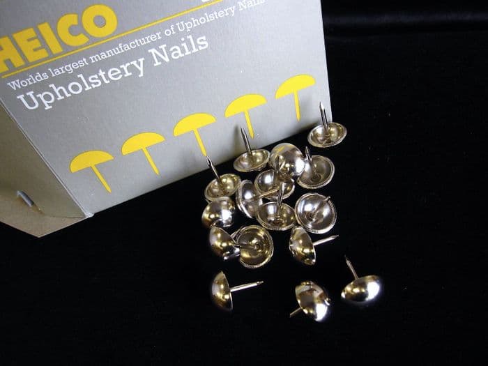 50 Nickel chrome 16mm upholstery nails large tacks Heico H16 furniture